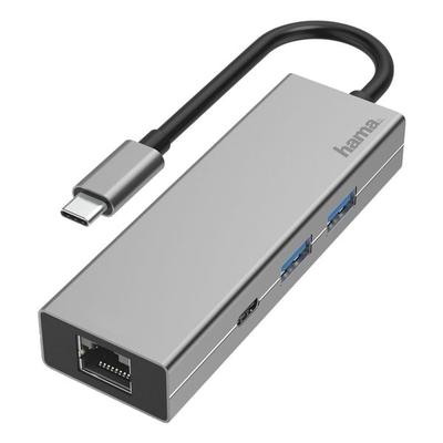 USB-C-Hub, 4 Ports inkl. LAN, Hama