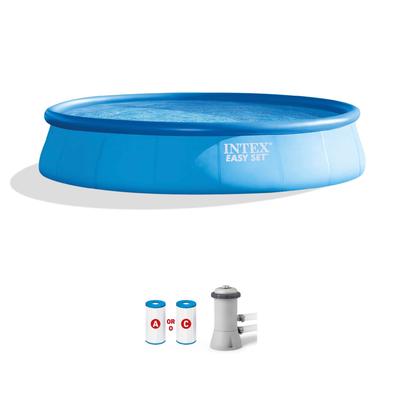 Intex Easy Set 15ft x 33in Inflatable Kid Family Swimming Pool with Filter Pump - 48.6