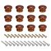 Round Wood Knobs, 12pcs 33x23mm Pull Handles for Drawer with Screws - Red Brown