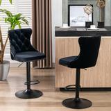 Rosdorf Park Swivel Velvet Barstools Adjusatble Seat Height Upholstered/Velvet in Black | 17.99 W x 17.99 D in | Wayfair