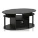 Red Barrel Studio® Wood Simple Design Oval Coffee Table w/ Bin In Walnut/Black Wood in Brown, Size 16.4 H x 35.4 W x 19.7 D in | Wayfair