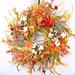 The Holiday Aisle® Fall Cotton Daisy Berry Wild Grass 26" Wreath in Blue/Orange/Red | 26 H x 26 W x 6 D in | Wayfair