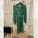 Free People Dresses | Free People Green Sheer Button Down Shirt Dress With Waist Tie Robe Xs Floral | Color: Green | Size: Xs