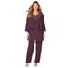 Plus Size Women's Embellished Capelet Pant Set by Roaman's in Dark Berry (Size 22 W)