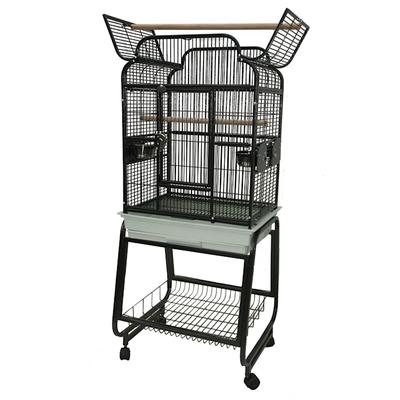 A&E Cage Company 782217 Open Victorian Top with Plastic Base in Platinum, 22" L X 18" W X 54" H