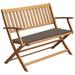 Red Barrel Studio® Folding Garden Bench Outdoor Patio Bench w/ Cushion Solid Wood Acacia Wood/Natural Hardwoods in Black | Wayfair