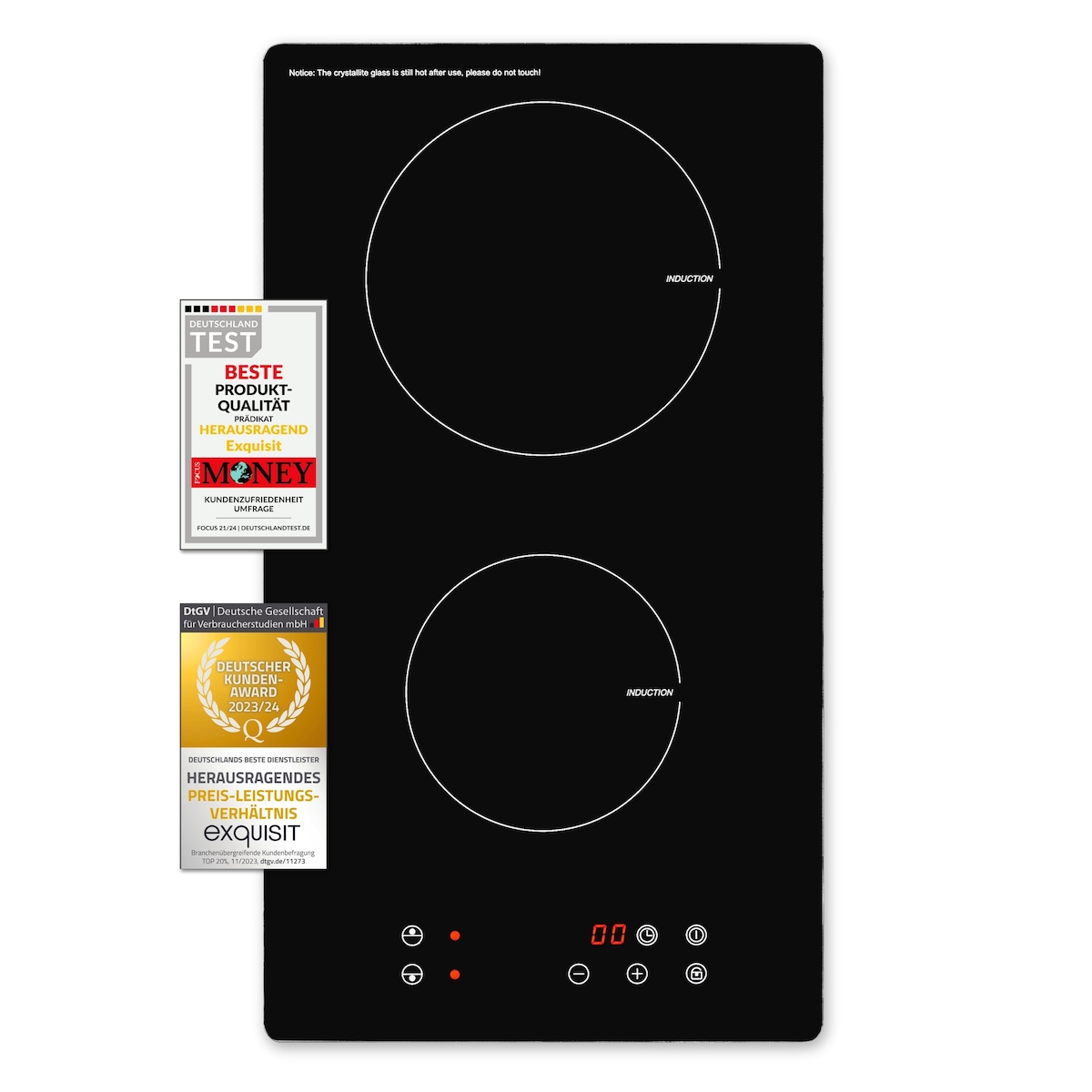 Exquisit Kochfeld EKI 300-2 | Induktion | Touch Control | 2 Kochstellen | Rahmenlos | 3500 W Image
