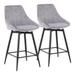 Diana Contemporary Counter Stool in Black Steel and Grey Corduroy by LumiSource - Set of 2 - Lumisource B26-DIANACOR 55SWVX BKGY2