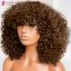 Perruque Bob courte bouclée avec frange pour femme perruques de cheveux humains cheveux bruns