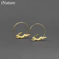 INATURE-Boucles d'oreilles lapin volant en argent regardé 925 pour femmes boucles d'oreilles