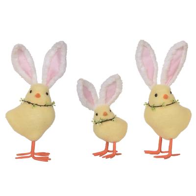 Transpac Foam 11.81" Yellow Easter Chicks with Bunny Ears Set of 3 - N/A