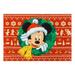 Licensed Disney Mickey Mouse Christmas Wreath Red/ Green Non-Slip Area Rug, 4x6 - 4'6"x6'6"