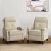 Gaspar Mid-Century Modern Genuine Leather Pushback Recliner with Wood legs Set of 2 by HULALA HOME