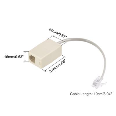 Phone Jack Splitter 6P4C Male to Female Way Socket Adapter 3 Pack