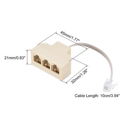 Phone Jack Splitter 6P4C Male to Female Way Socket Adapter