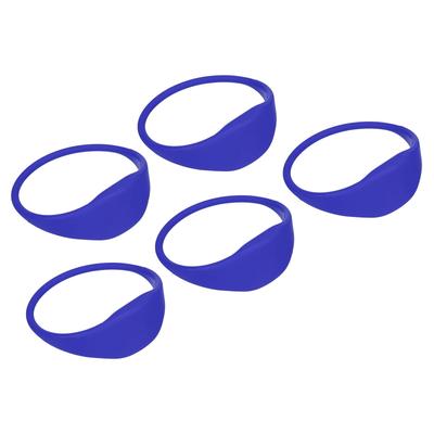 5Pcs RFID Proximity Silicone Wristbands 13.56MHz Read Only Ring Type Blue