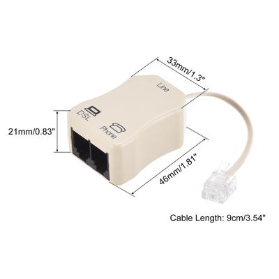 In-Line DSL Splitter Filter, 6P2C 2 Way Socket Phone Line Splitter