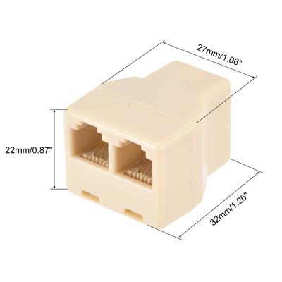 Phone Jack Splitter 6P4C Male to Female Way Socket Adapter 3 Pack