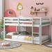 Modern Minimalistic Design Pine Wood Twin over Twin Floor Bunk Bed with High Guardrailsl and Ladder, for Kids/Teens Bedroom