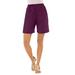 Plus Size Women's Soft Knit Short by Roaman's in Dark Berry (Size M) Pull On Elastic Waist