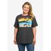 Plus Size Women's Mickey Mouse & Friends Sunset T-Shirt Charcoal by Disney in Charcoal Grey (Size 2X (18-20))
