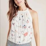 Anthropologie Tops | Anthropologie $120 Gatsby Fringe Embroidered Statement Tank Halter Top Size 8 | Color: Pink/White | Size: 8