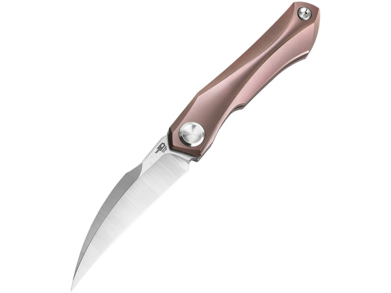 Bestech Knives Ivy Framelock Pink Folding Knife 3" stonewash and satin finish S35VN stainless blad Pink stonewash finish titanium handle BT2004C