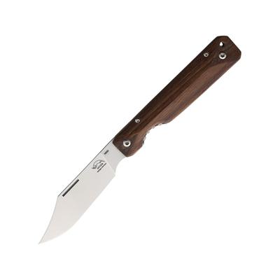 OTTER-Messer Rhino Linerlock Folding Knife 3.5" satin finish Bohler N690 stainless clip point Brown wood handle 153-1