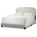 Arezo Beige Fabric Queen Bed with Black Nail Head Trim - Glamour Home GHUB-1373