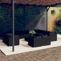 vidaXL Set Divani da Giardino 13 pz con Cuscini in Polyrattan Nero