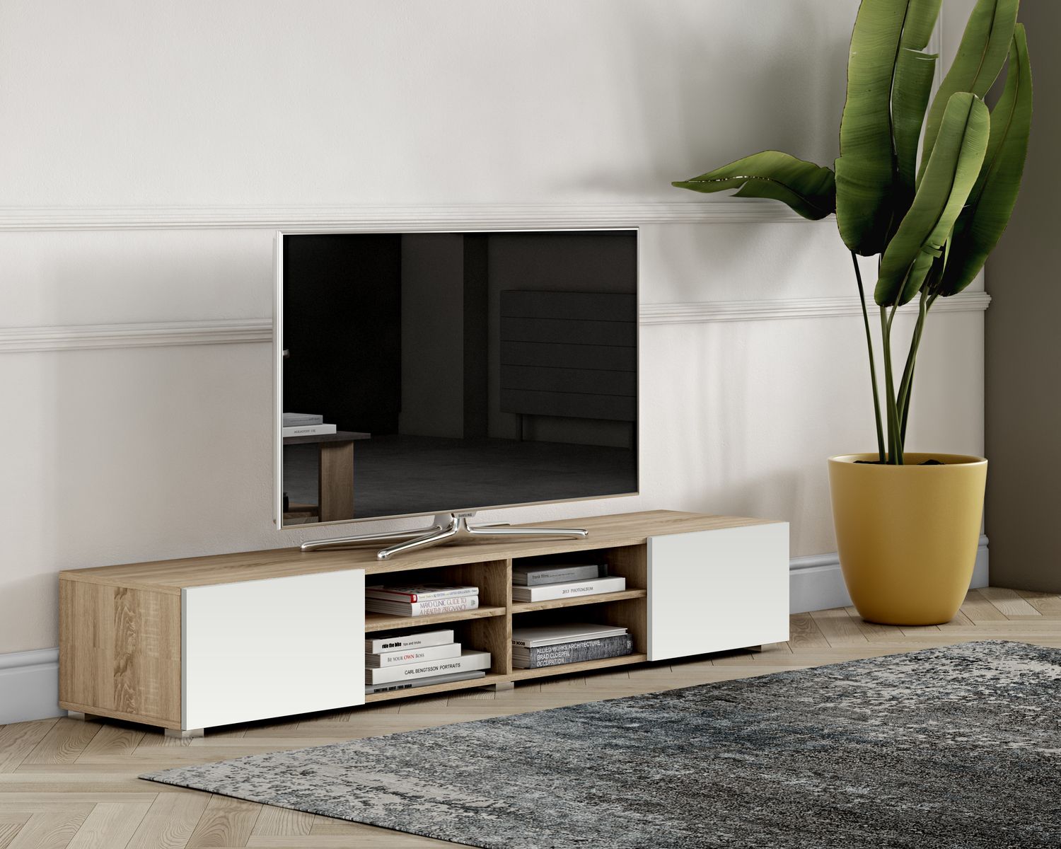 TemaHome »Podium« TV-Schrank 185 Eiche mit Weiß 185x31x42 cm