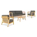 HiTeak Furniture Aalto 4-Piece Teak Deep Seating Outdoor Sofa Set - HLS-A-CC