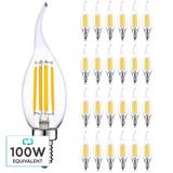 Luxrite Vintage Candle LED Bulb 100W Equivalent, 800 Lumens, 3500K Natural White, 7W, Dimmable, Flame Tip E12 24 Pack