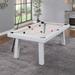 Newport Outdoor Patio 7ft Slate Pool Table 6-Seater Dining Set with 4 Benches & Accessories, White Finish
