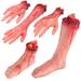 The Holiday Aisle® Halloween Severed Hands Feet Set Bloody Broken Body Part Festival Decoration Resin | 4.91 H x 9.24 W x 10.82 D in | Wayfair