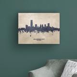 Ebern Designs Oklahoma City Skyline Concrete by Michael Tompsett - Wrapped Canvas Graphic Art Canvas in White/Black | 35 H x 47 W x 2 D in | Wayfair