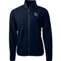 Men's Cutter & Buck Navy Kansas City Royals Cascade Eco Sherpa Fleece Full-Zip Jacket