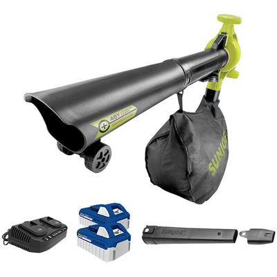 Sun Joe 24V-X2-BVM190 iON+ Cordless Leaf Blower & Vacuum Mulcher with 4.0 Ah Batteries and Charger - 48V