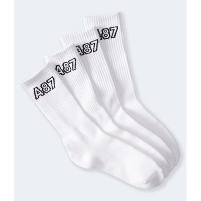 Aeropostale Womens' A87 Crew Sock 2-Pack - White - Size One Size - Cotton