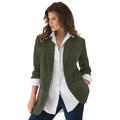 Plus Size Women's Boyfriend Blazer by Roaman's in Hunter Green (Size 34 W) Professional Jacket