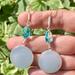 Anthropologie Jewelry | Aquamarine & Sterling Silver Handcrafted Earrings 2.6” | Color: Silver | Size: 2.6”