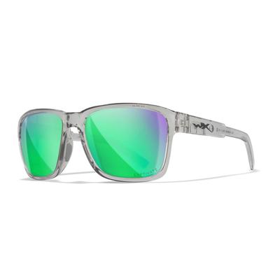 Wiley X WX Trek Sunglasses Gloss Crystal Light Grey Frame Captivate Polarized Green Mirror Lens AC6TRK07
