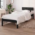 vidaXL Bed Frame Black Solid Wood Pine 90x190 cm Single