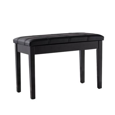 Costway Solid Wood PU Leather Piano Double Duet Keyboard Bench-Black
