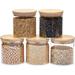 Glass Canisters with Airtight Bamboo Lids for Pantry Storage (4 x 4.13 In, 5 Pack)