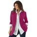 Plus Size Women's Boyfriend Blazer by Roaman's in Berry Twist (Size 40 W) Professional Jacket