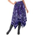 Plus Size Women's Handkerchief Hem Skirt by Roaman's in Violet Floral Scarf (Size 44 W) Made in USA Smocked Elastic Waist