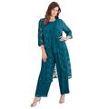 Plus Size Women's Three-Piece Lace Duster & Pant Suit by Roaman's in Deep Teal (Size 42 W) Duster, Tank, Formal Evening Wide Leg Trousers