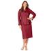 Plus Size Women's Two-Piece Skirt Suit with Shawl-Collar Jacket by Roaman's in Rich Burgundy (Size 42 W)