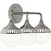 Robert Abbey Jonathan Adler Rio 3 - Light Armed Sconce Glass/Metal in Gray | 8 H x 25.875 W x 5.5 D in | Wayfair S778